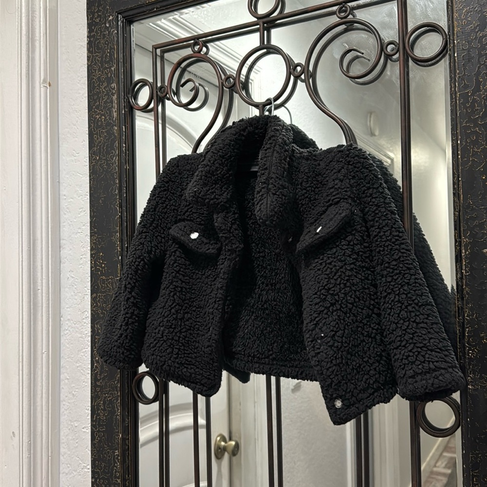 SHEIN kids black teddy jacket